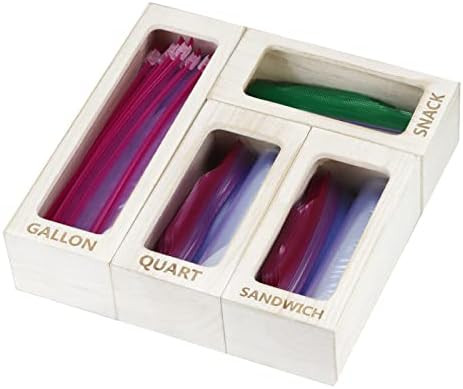 Ziplock Bag Storage Organizer for Drawer-Wood Ziplock Bag Storage Holds Kitchen Drawer or Wall Ha... | Amazon (US)