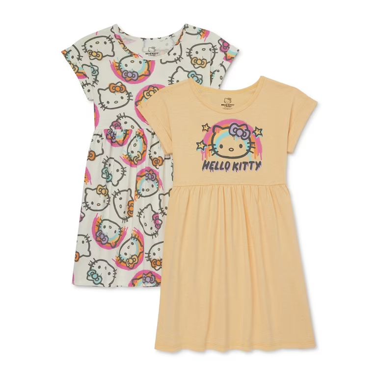 Hello Kitty Girls’ Play Dress with Short Sleeves, 2-Pack, Sizes 4-16 | Walmart (US)