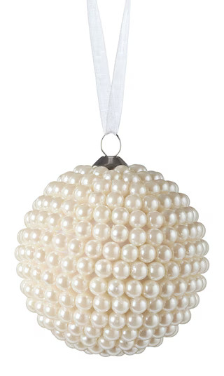 CANVAS White Christmas Collection Pearl Ball Ornament, White, 80-mm | Canadian Tire