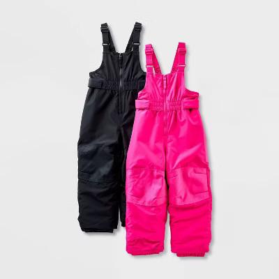 Toddler Girls' 2pk Snow Bib - Cat & Jack™ Black/Pink 18M | Target