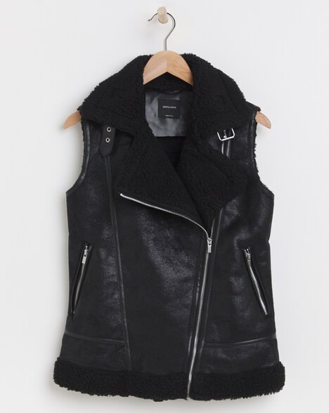 Borg Faux Shearling Lined Aviator Gilet | JD Williams (UK)