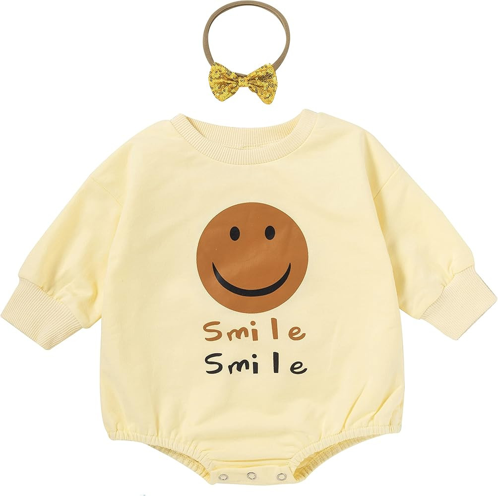 DREAM BUS Newborn Baby Girl Sweatshirt Romper One pieces Long Sleeve Bodysuit Baby Girl Jumpsuit ... | Amazon (US)