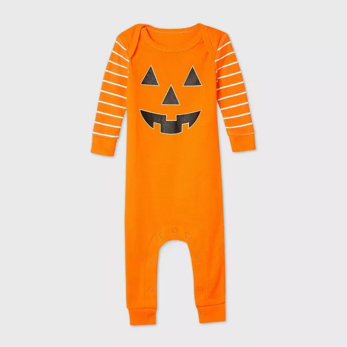 Baby Halloween Pumpkin Skeleton Matching Family Union Suit - Orange | Target