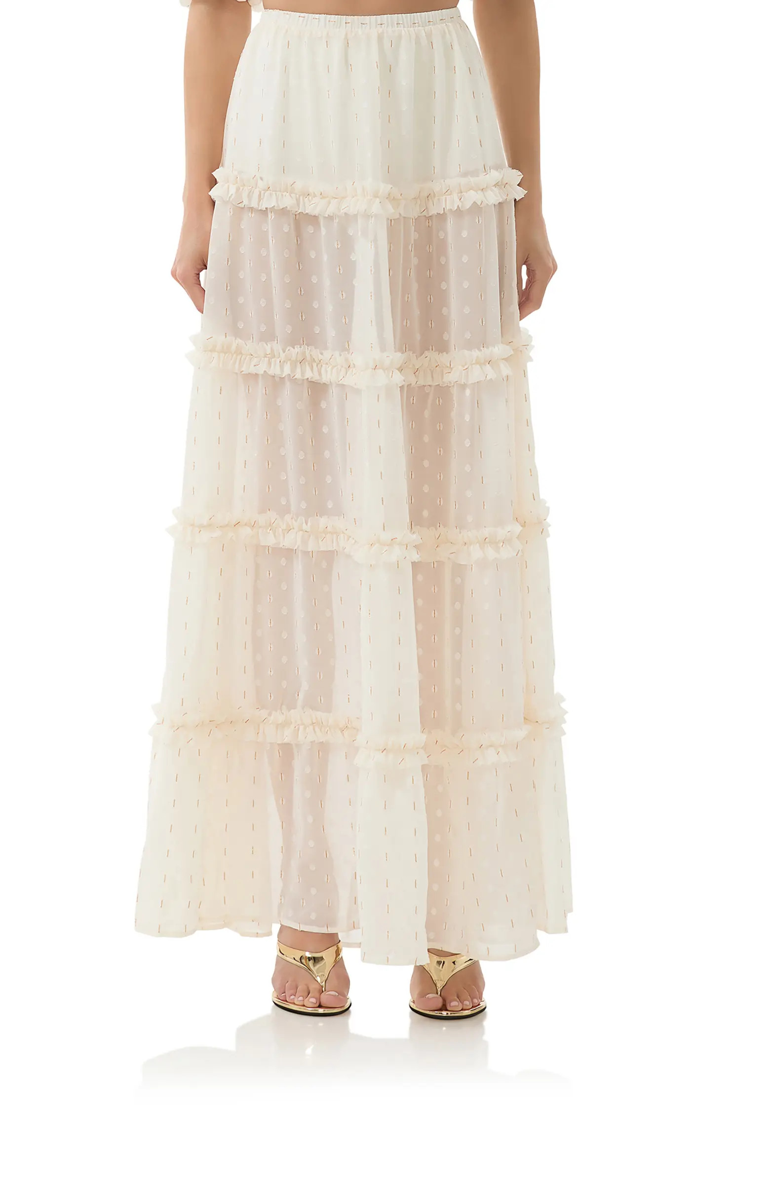 Sabina Clip Dot Tiered Maxi Skirt | Nordstrom