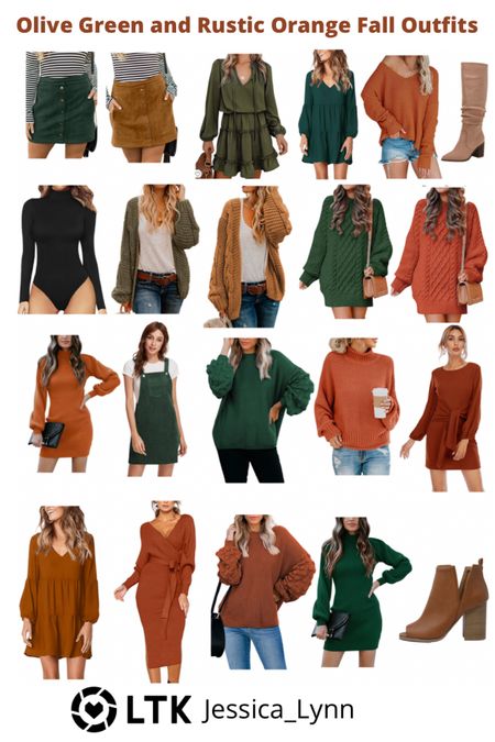 Olive Green and Rustic Orange Fall Outfits
#fall #falloutfits #fallsweater

#LTKunder50 #LTKstyletip #LTKSeasonal