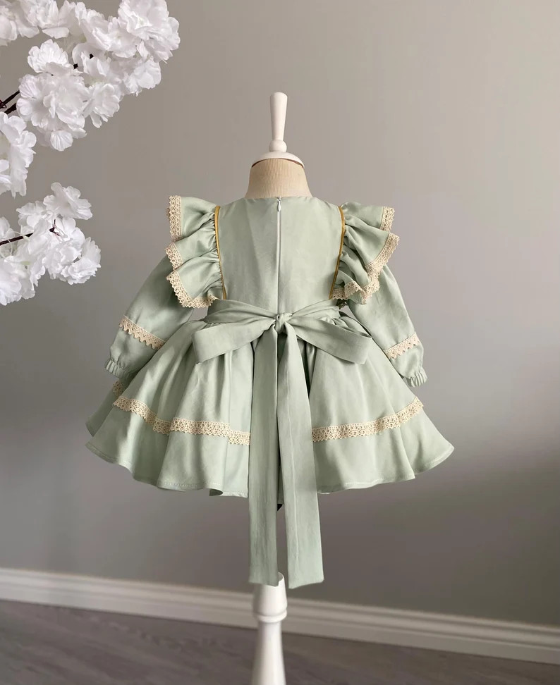 Girl Easter Bunny Embroidered Dress, Kids Easter Dress, Baby Girl Sage Green Easter Dress, Girl T... | Etsy (US)