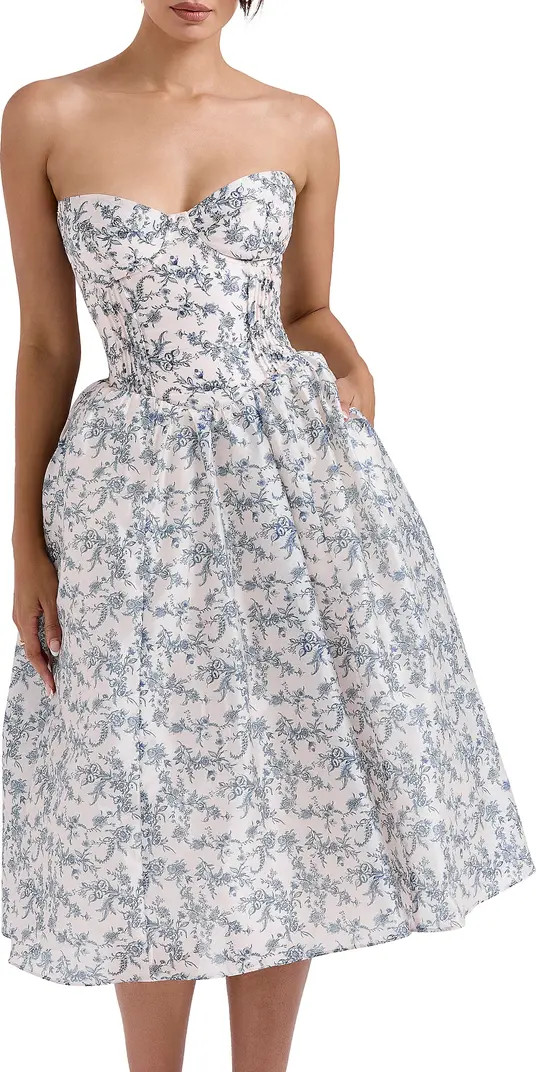 HOUSE OF CB Bennett Corset Strapless Fit & Flare Cocktail Dress | Nordstrom | Nordstrom