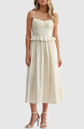 All in Favor Ruffle Waist Cotton Midi Dress | Nordstrom | Nordstrom