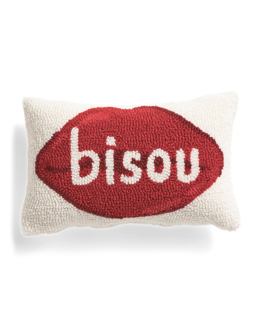 9x14 Bisou Lips Hooked Pillow | TJ Maxx