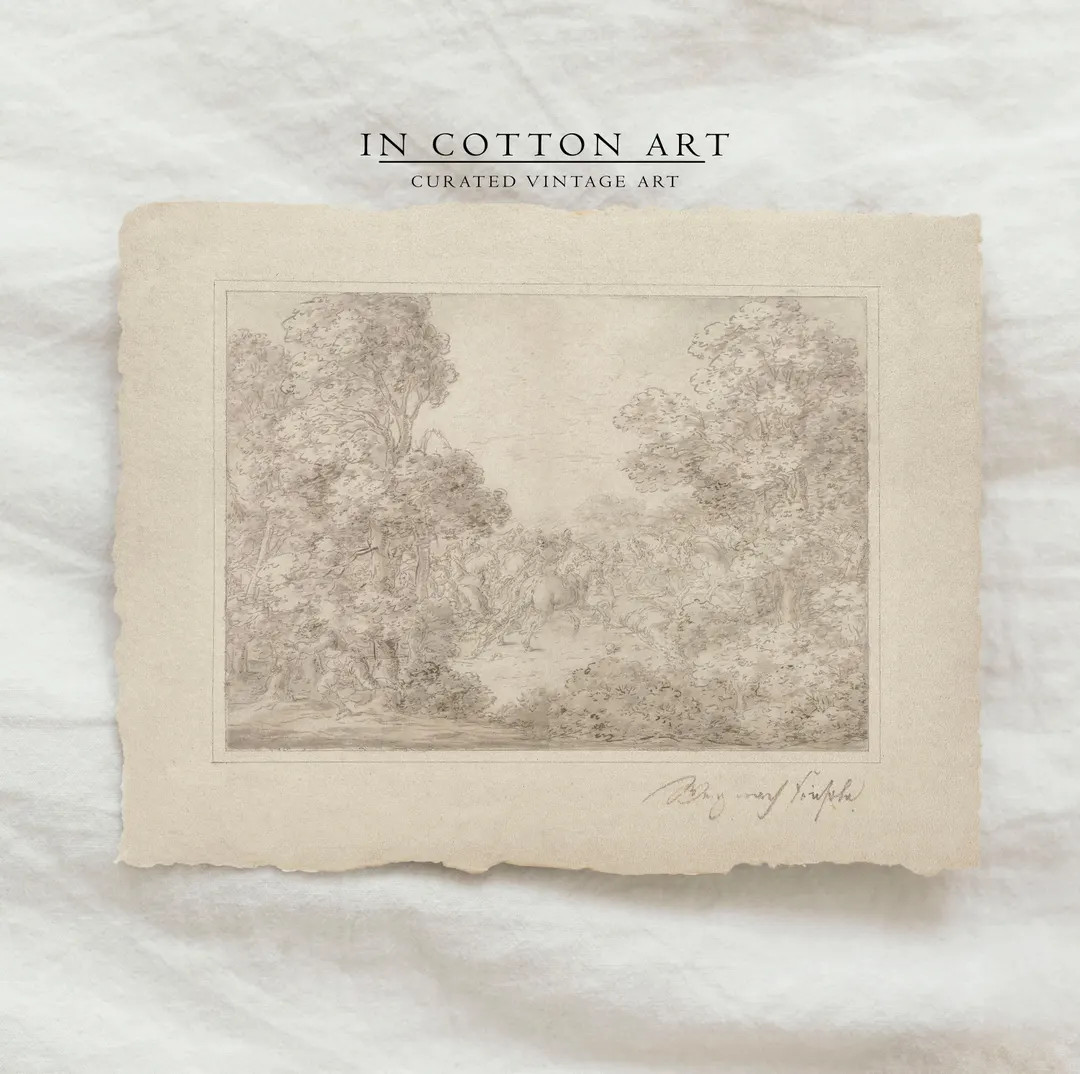 Vintage Landscape Drawing Wall Art PRINTABLE / Neutral Rustic Forest Drawing Art Print / Earth To... | Etsy (US)