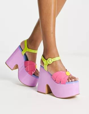 Daisy Street Exclusive platform heeled sandals in multicolor | ASOS (Global)