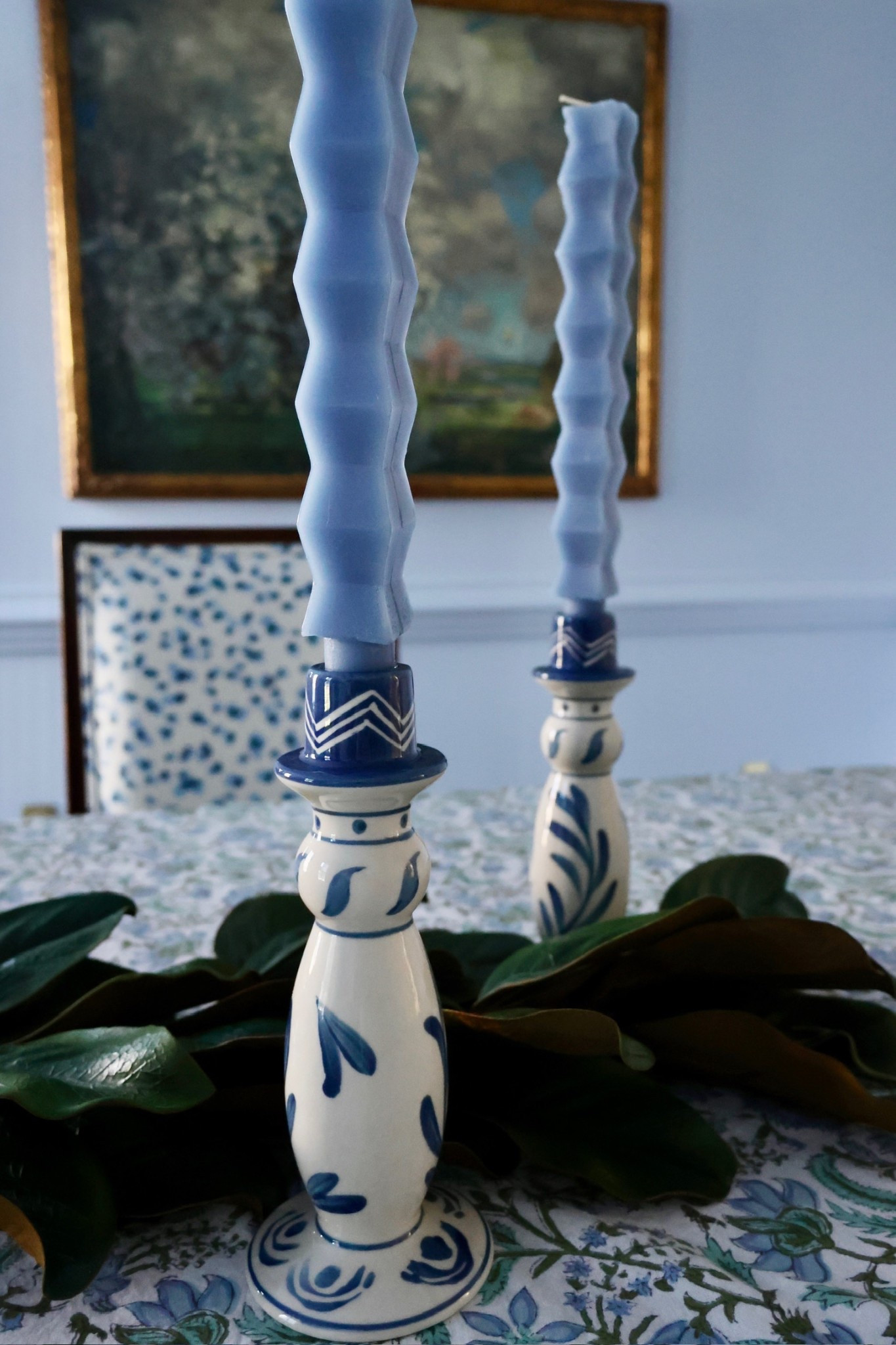 These blue and white painted candlesticks from Target are perfect for a preppy, coastal tablescape  

#LTKSeasonal #LTKHome