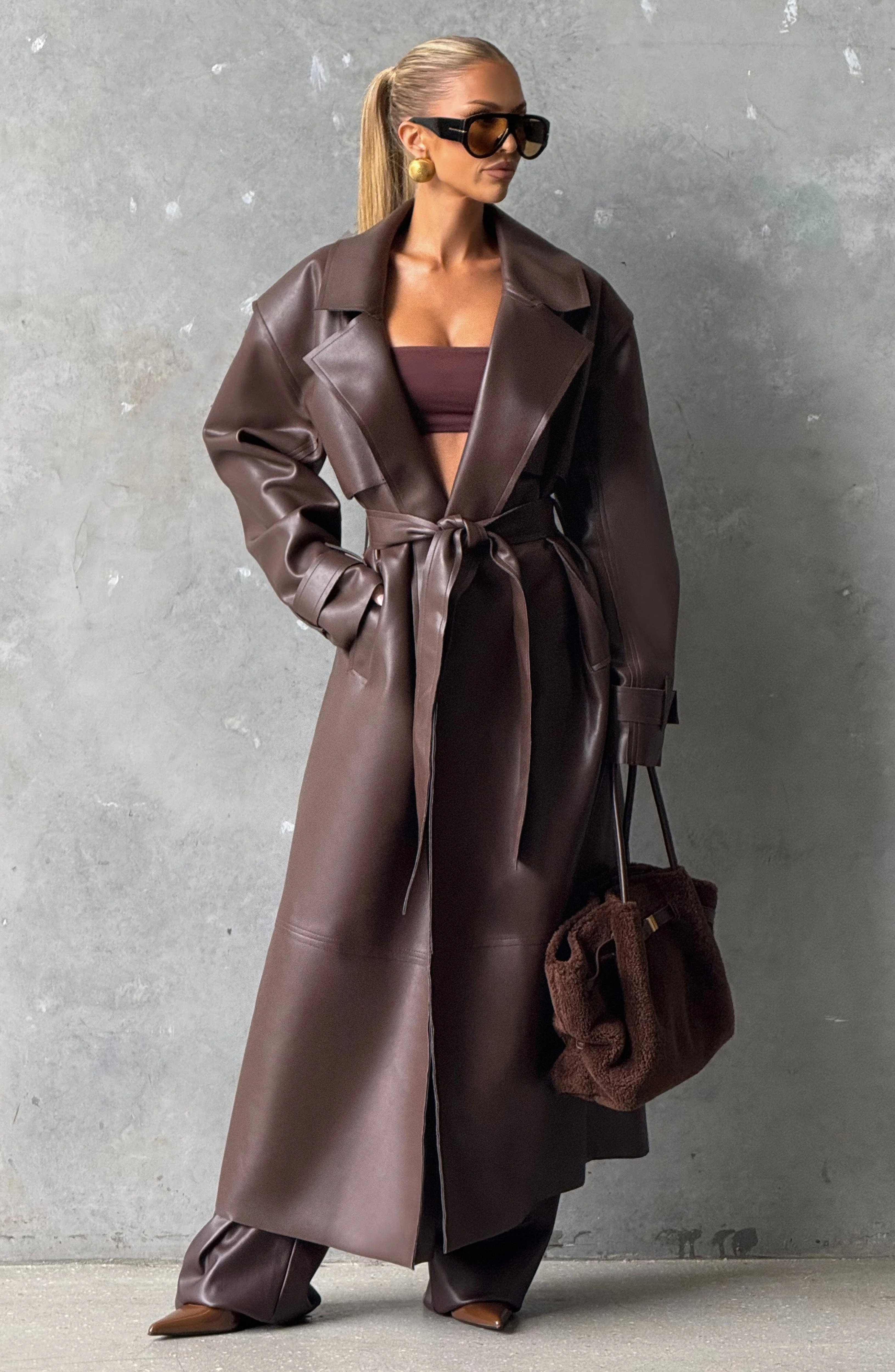 Bridget Trench Coat - Plum Brown | Babyboo (global)