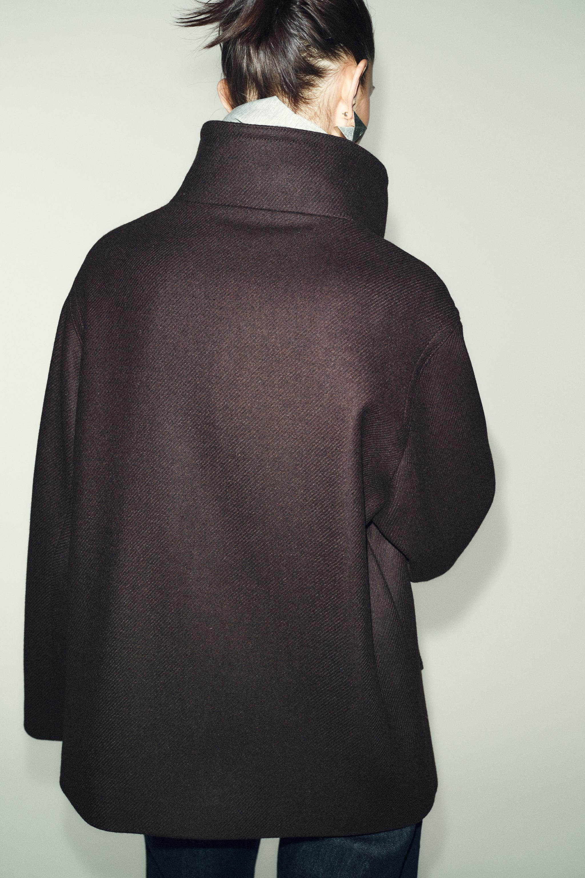 CROPPED WOOL COAT WITH HIGH NECK | Zara UK