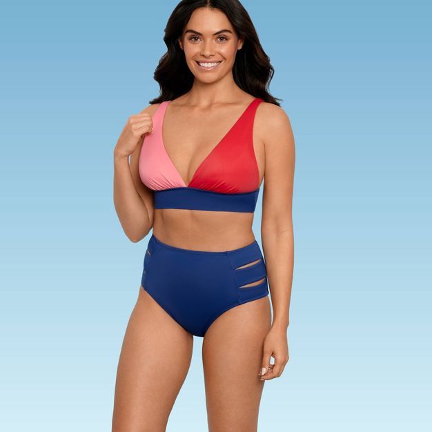 Women's Slimming Control Plunge V-Neck Bikini Top - Beach Betty by Miracle Brands | Target