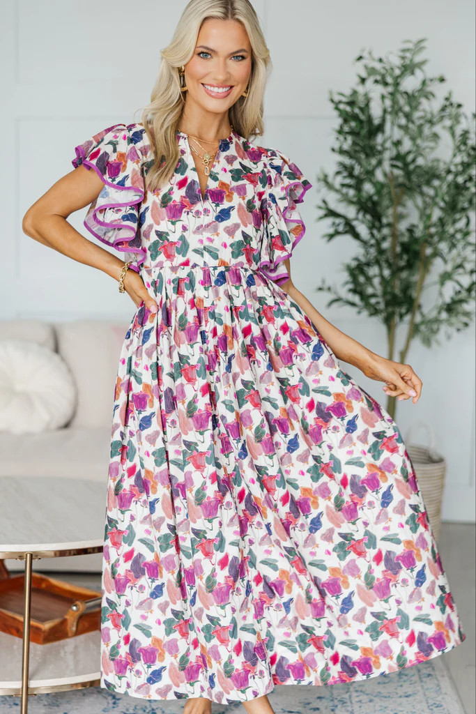 NURSING COLLECTION: Closer Than Ever Magenta Pink Floral  Midi Dress | The Mint Julep Boutique