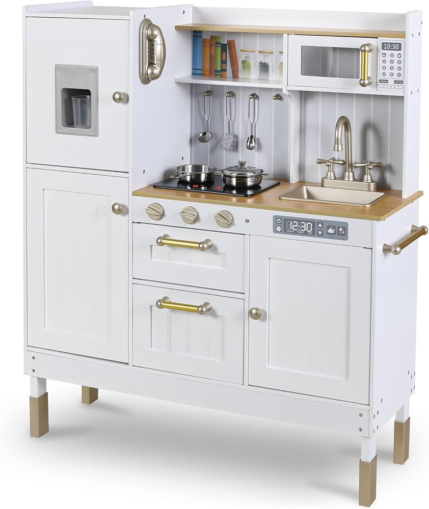 Arlopu Play Kitchen for Kids, Pretend Preschool Kitchen Sets, Wooden Cooking Playset w/Realistic ... | Amazon (US)