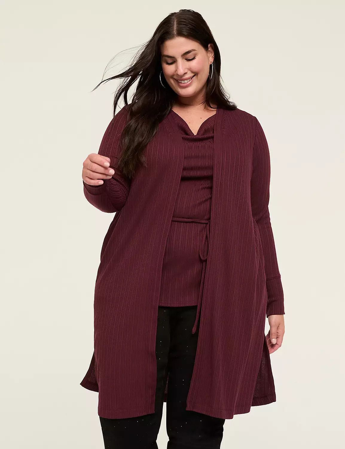 Open-Front Ribbed Duster | Lane Bryant (US)