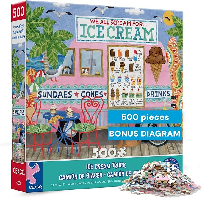Ceaco- Food Trucks - Ice Cream Truck II - 500 Piece Jigsaw Puzzle for Adults and Families - Color... | Amazon (US)
