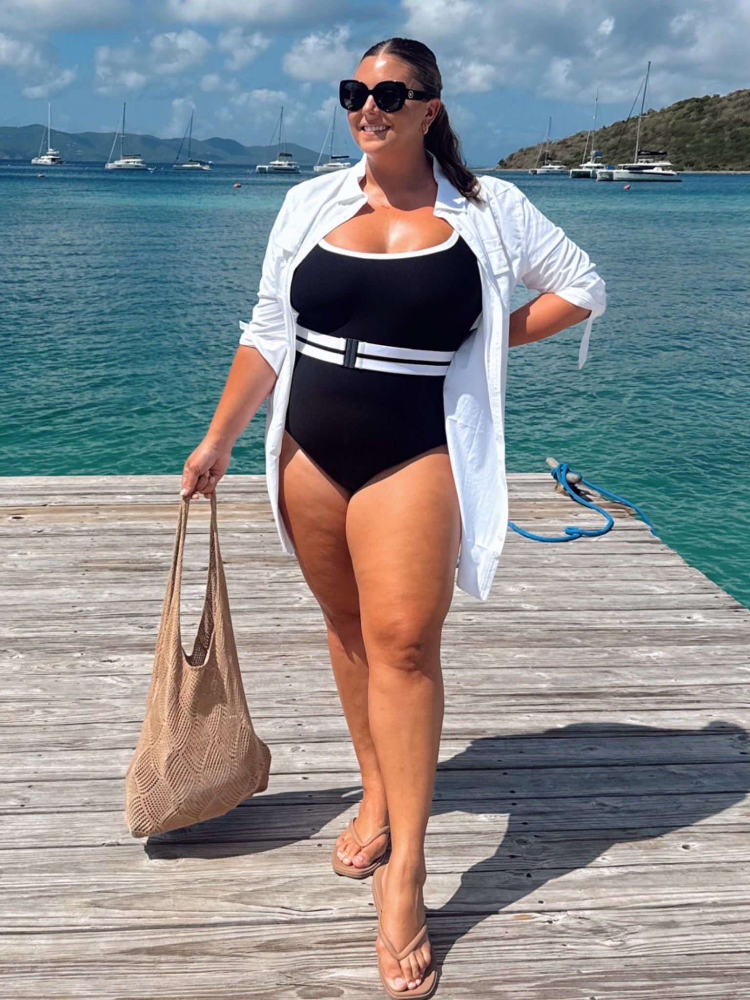 Wearing size 2X in swimsuit & XXL in coverup. Use CARALYN15 at Spanx

#LTKSeasonal #LTKMidsize #LTKSwim