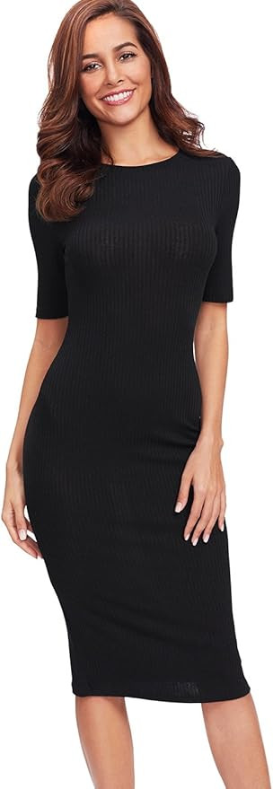 SheIn Women's Short Sleeve Elegant Sheath Pencil Dress | Amazon (US)