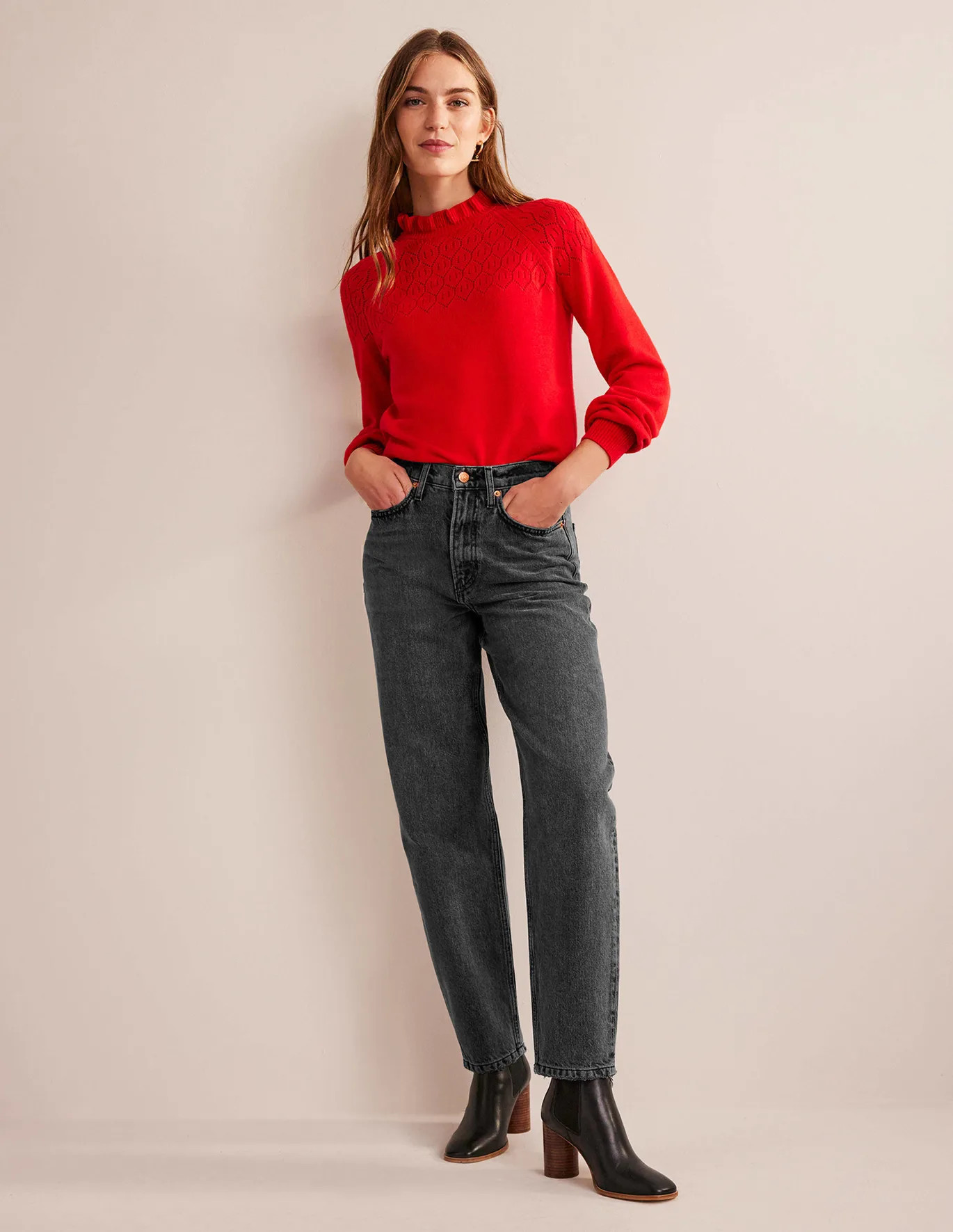 High Rise '90s Tapered Jeans - Washed Black | Boden (UK & IE)