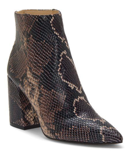 Mauve Snake-Embossed Benedie Leather Bootie - Women | Zulily