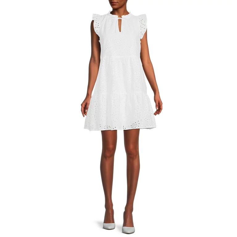 Time and Tru Woven Flutter Sleeve Dress for Women | Walmart (US)