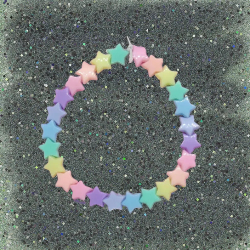 Pastel Stars Bracelet - Rainbow Beaded Kandi | Etsy (Global)