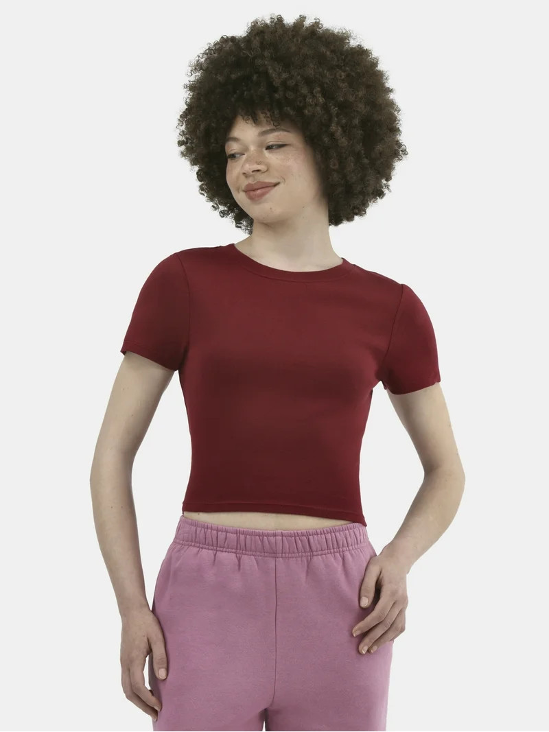 No Boundaries Cropped Cotton Tee, Women's | Walmart (US)