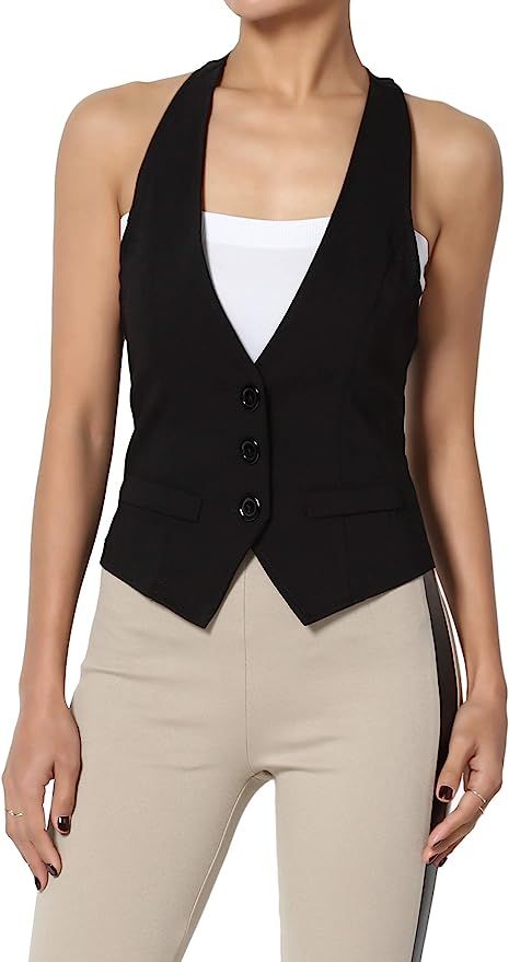 TheMogan Women Plus Dressy Casual Versatile Racerback Vest Tuxedo Suit Waistcoat | Amazon (US)
