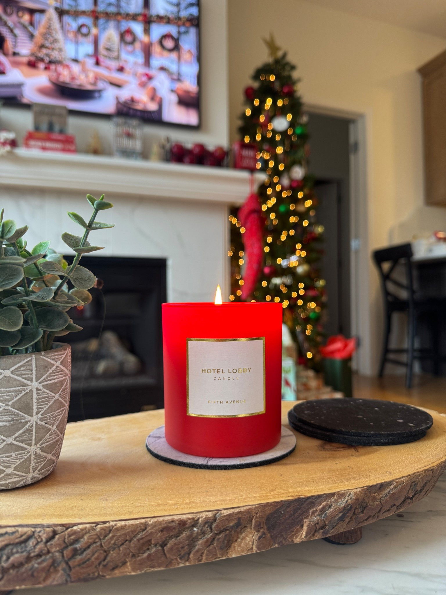 Hotel Lobby Candle makes my favorite candles year-round but especially during the holidays. The fifth avenue candle is a really pretty holiday scent with dark amber, caramelized pralines, exotic out, Central Park cherry blossoms and sheer smoke. Smells like a fancy hotel! Makes a great gift too. 

#LTKHoliday #LTKGiftGuide #LTKFindsUnder100