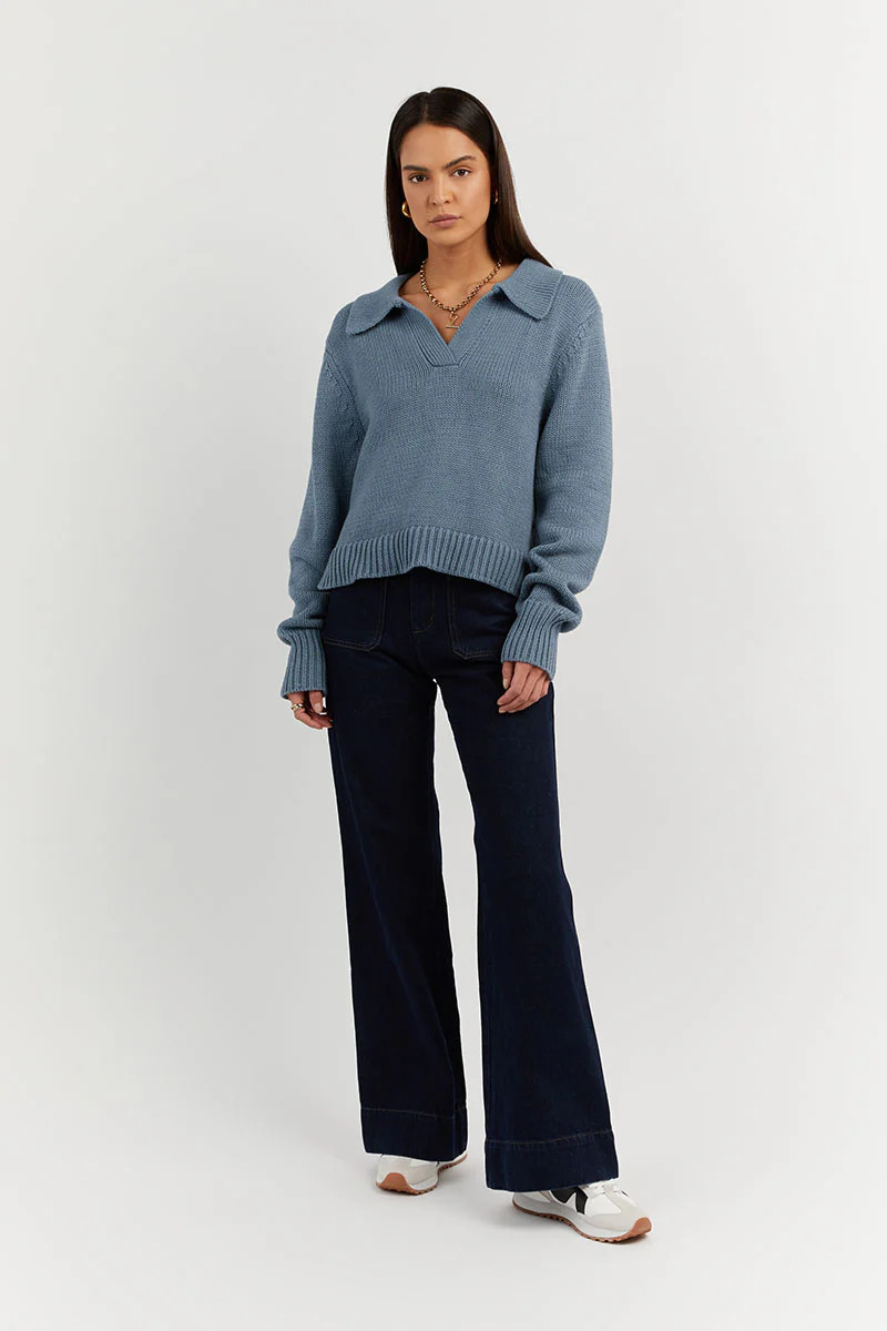 COLBIE STEEL BLUE KNIT JUMPER | DISSH