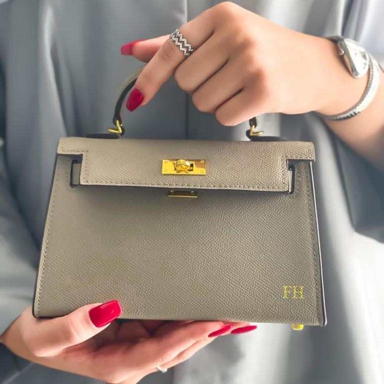 Lily & Bean Hettie Mini Bag with Fabric Strap - Khaki with Initials | Lily and Bean