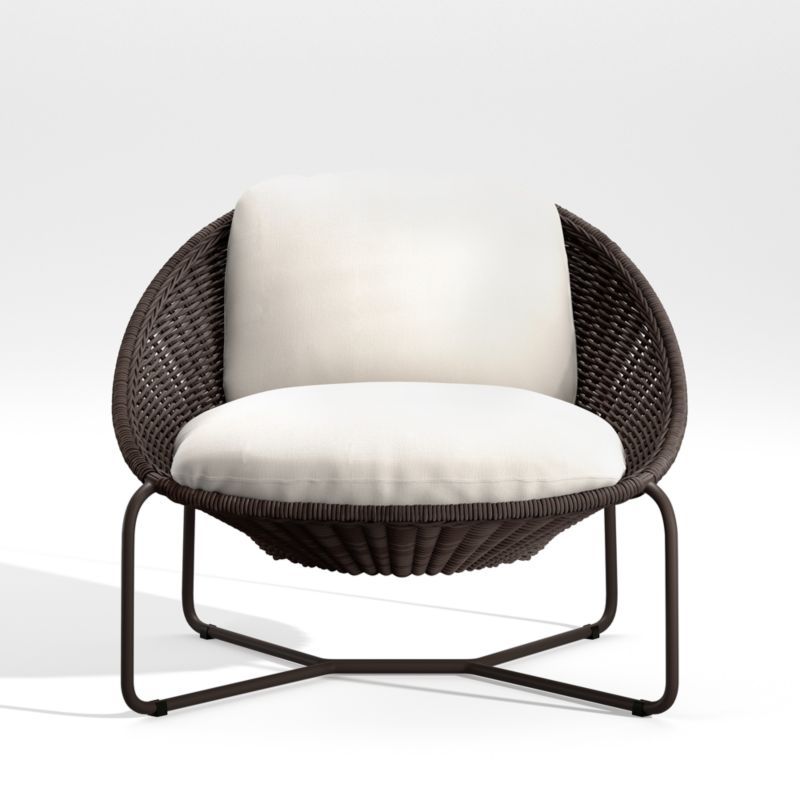 Morocco Graphite Oval Outdoor Patio Lounge Chair with White Cushion + Reviews | Crate and Barrel | Crate & Barrel
