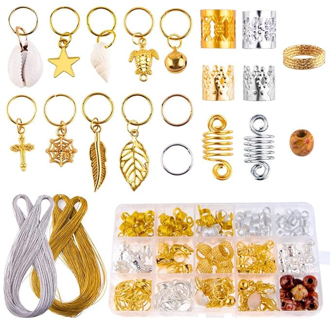 WXJ13 230 PCS Aluminum Hair Coil with Box Hair Rings Hair Braid Rings with Metallic Cord | Amazon (US)