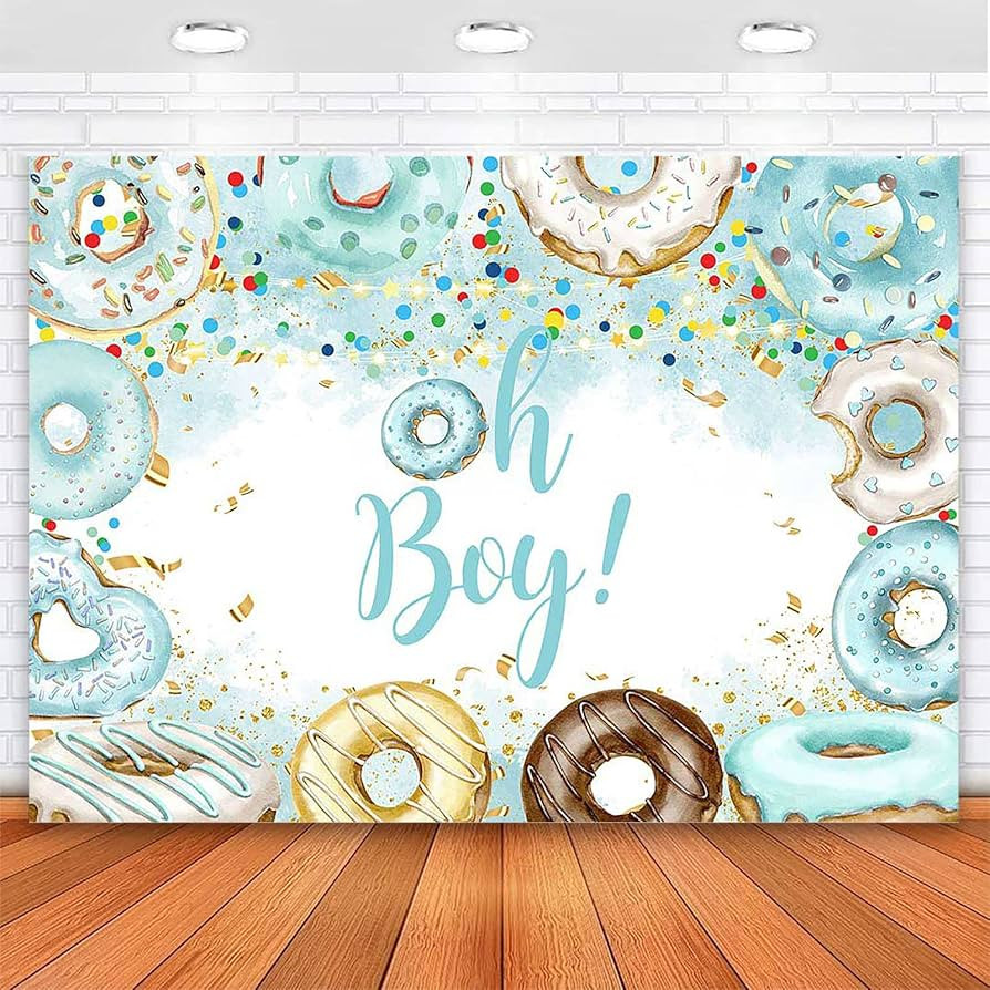 Avezano Oh Baby Donut Backdrop Green Donut Baby Shower Background Banner for Boys Colorful Dots S... | Amazon (US)