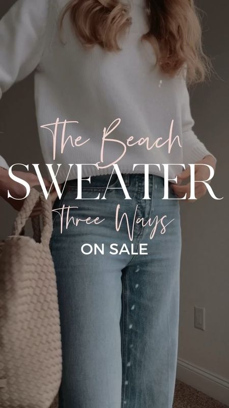 I’m loving this beachy sweater for spring! It’s so soft and comfy- and paired with great wide leg jeans, this outfit doubles as casual workwear or for travel!  Linking multiple sandals!

#LTKstyletip #LTKVideo #LTKover40