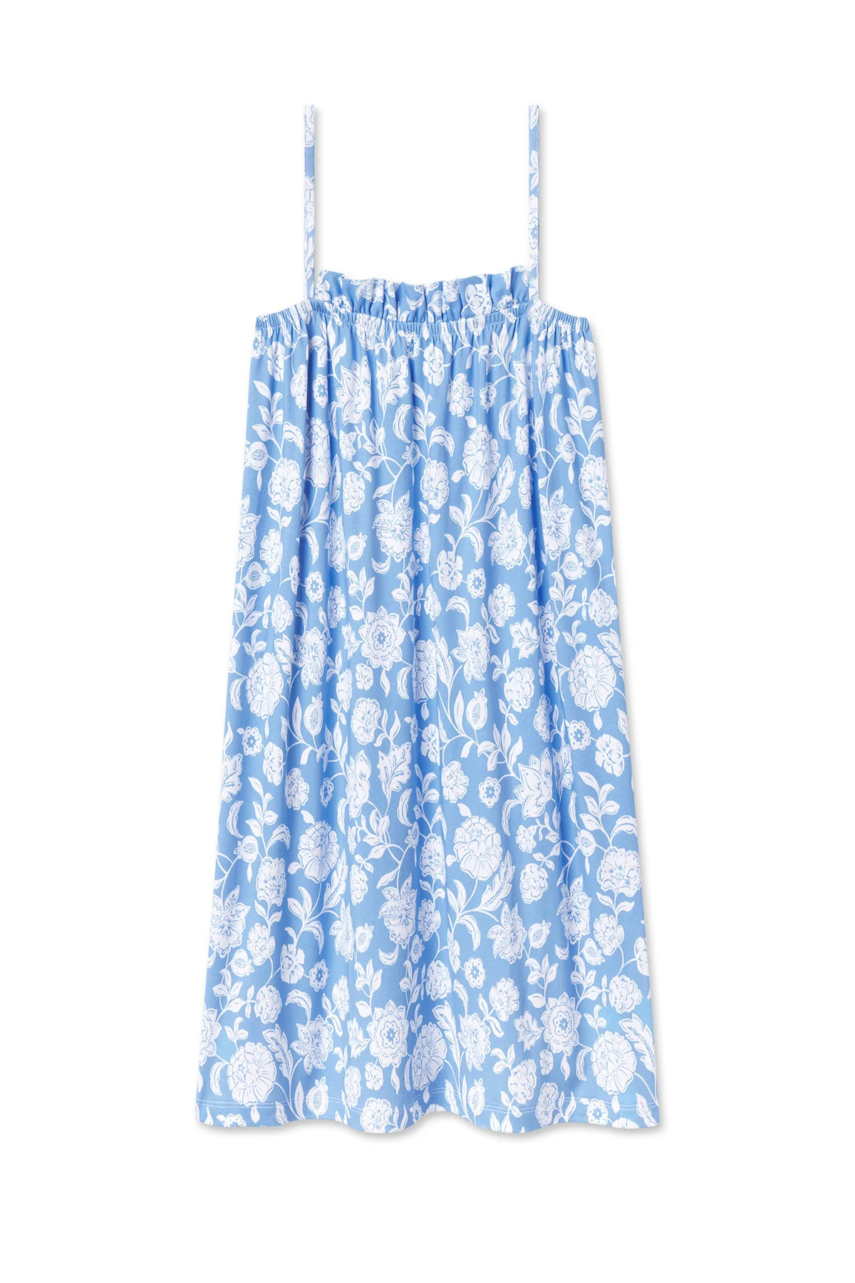 Pima Ruffle Nightgown in Baltic Bouquet | Lake Pajamas