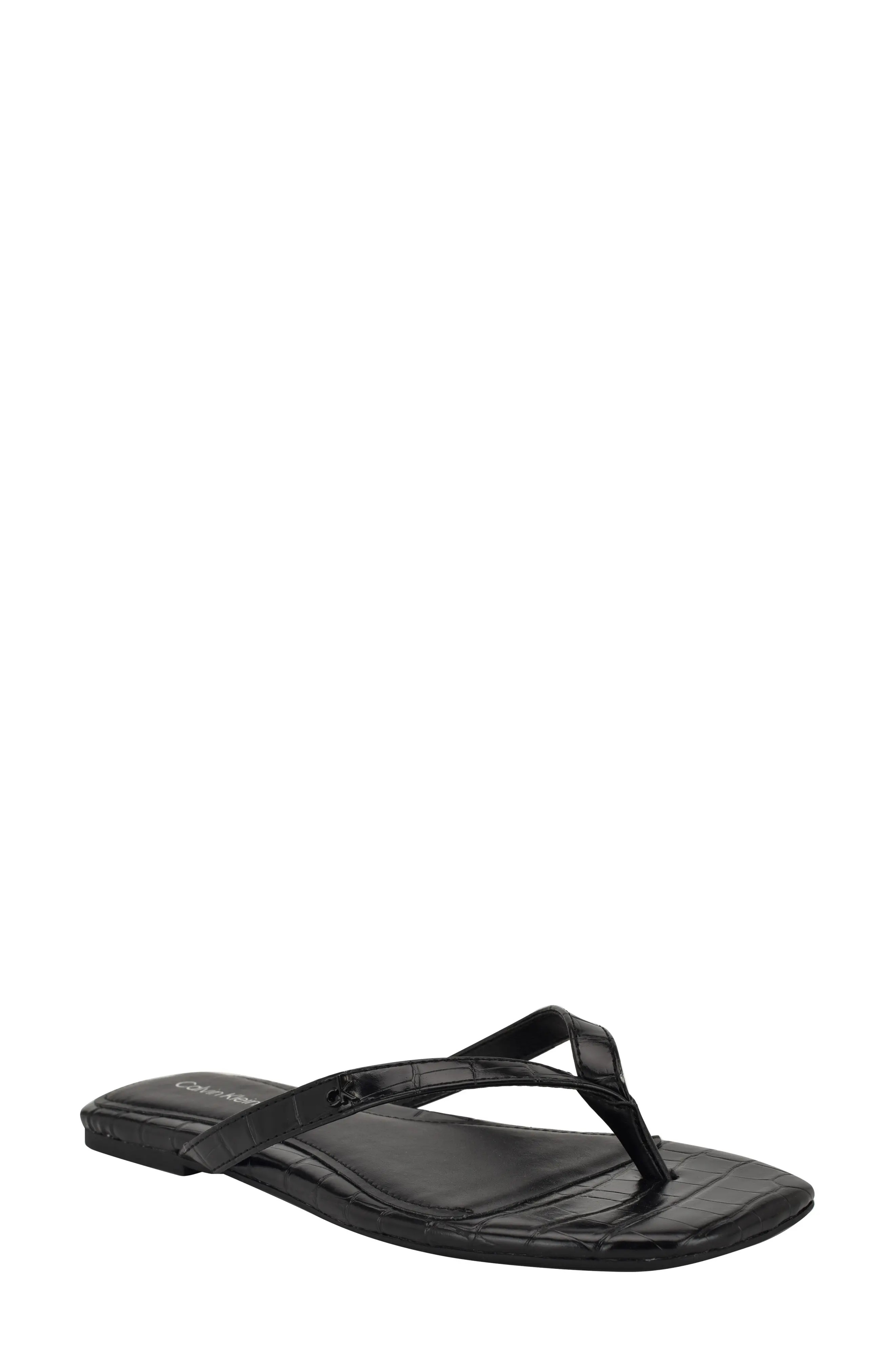Calvin Klein Stelea Flip Flop in Dark Natural at Nordstrom Rack, Size 10 | Nordstrom Rack