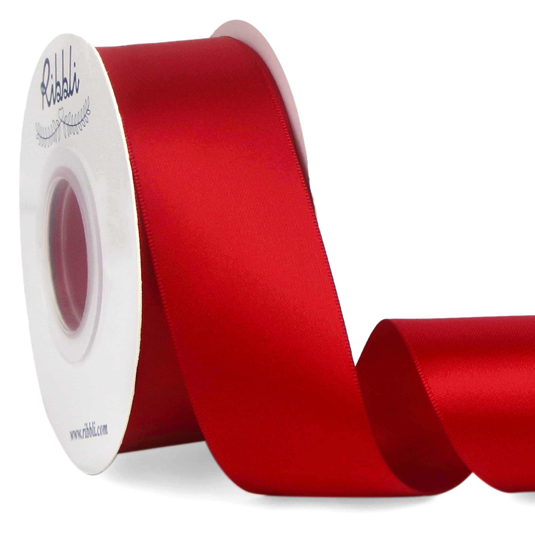 Ribbli Red Double Faced Satin Ribbon,1-1/2” x Continuous 25 Yards,Use for Bows Bouquet,Christma... | Amazon (US)