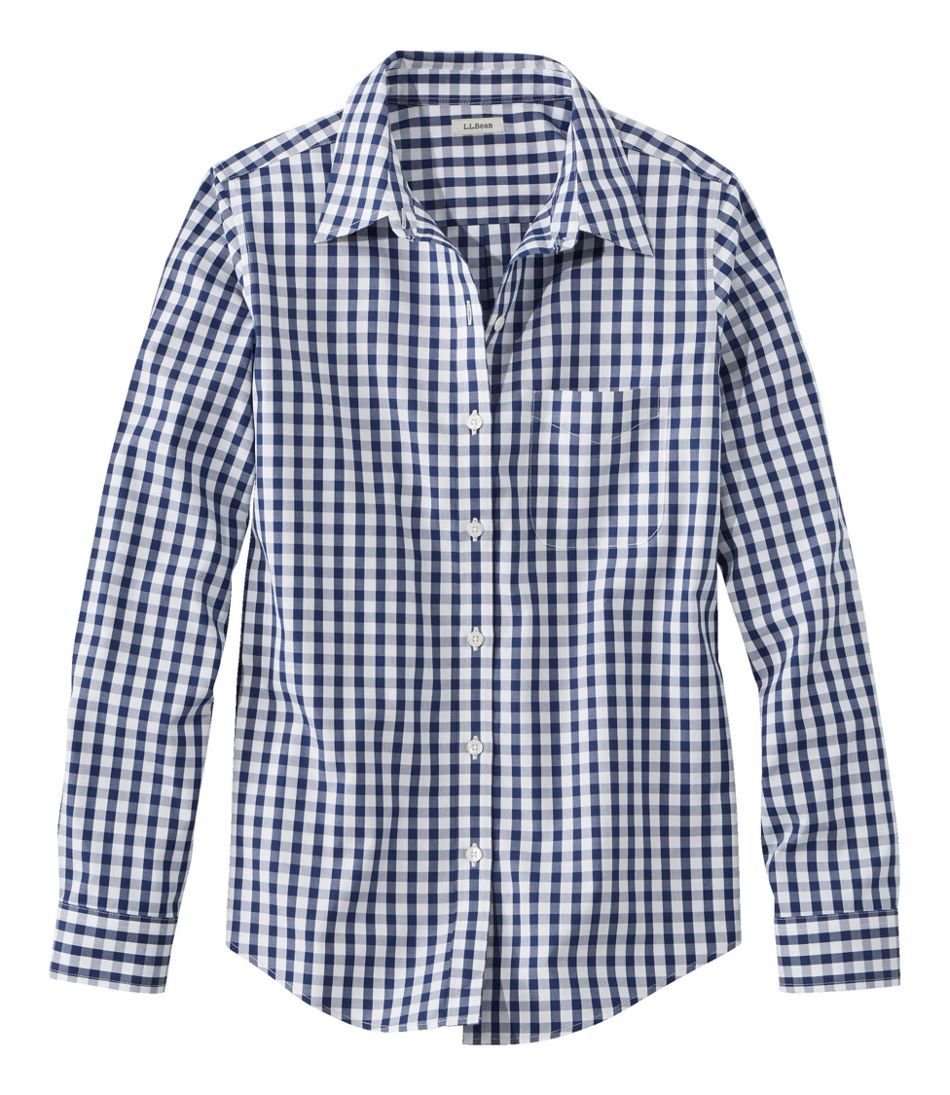 Women's Wrinkle-Free Pinpoint Oxford Shirt, Long-Sleeve Relaxed Fit Plaid | L.L. Bean