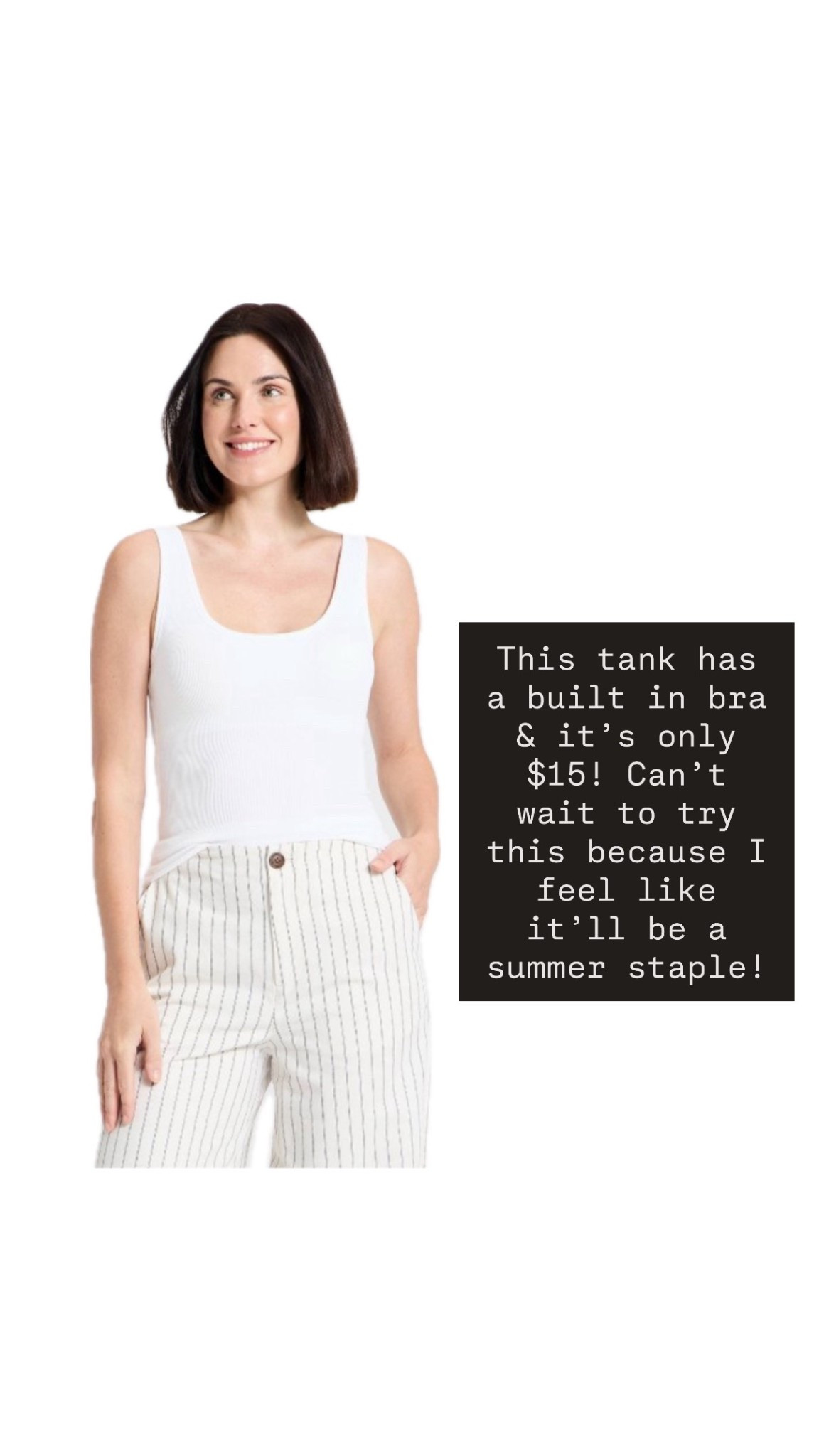Love a tank with a built in bra 👏🏼 excited to try this one!

Loverly Grey, Target find, Target fashion, white tank, closet staple 

#LTKootd