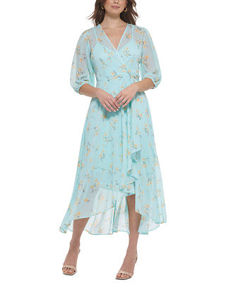 Calvin Klein Women's Floral-Print Chiffon High-Low Maxi Dress & Reviews - Dresses - Women - Macy'... | Macys (US)