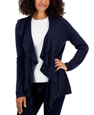 Petite Luxe Soft Ruffled Cardigan | Macy's