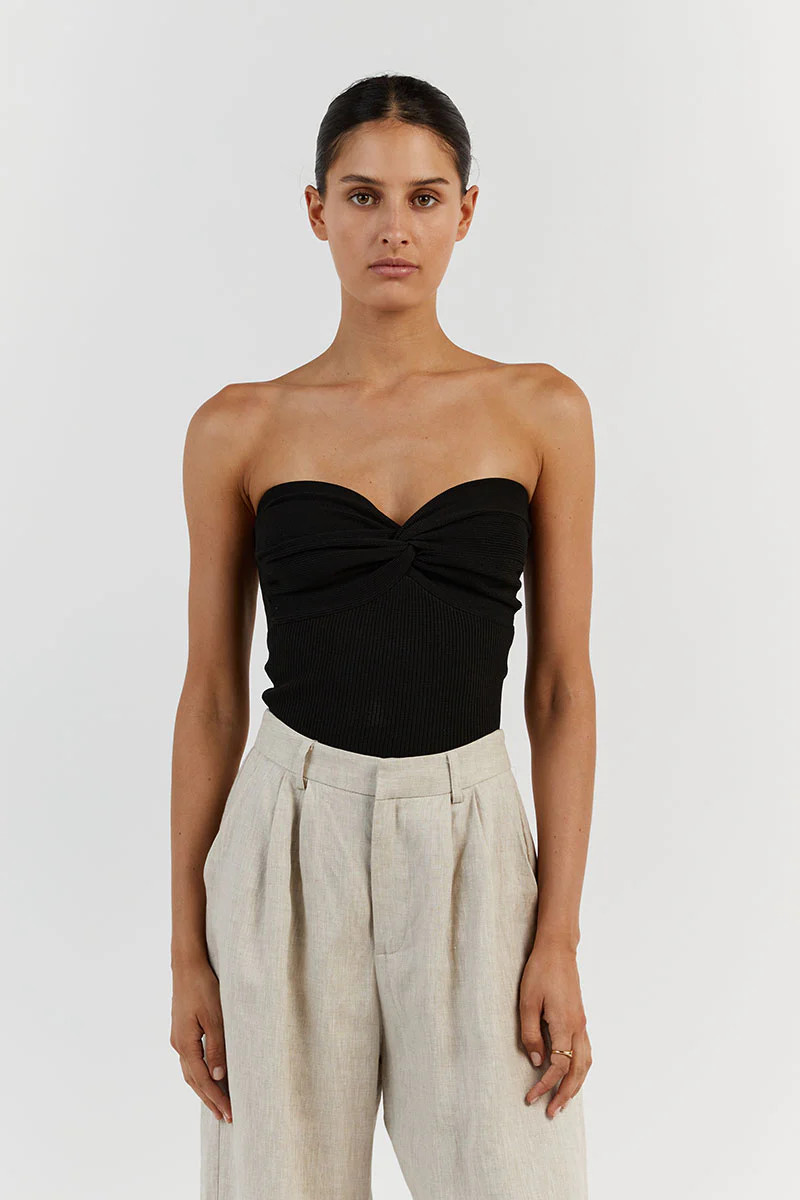 ANIKA TWISTED BLACK KNIT TOP | DISSH