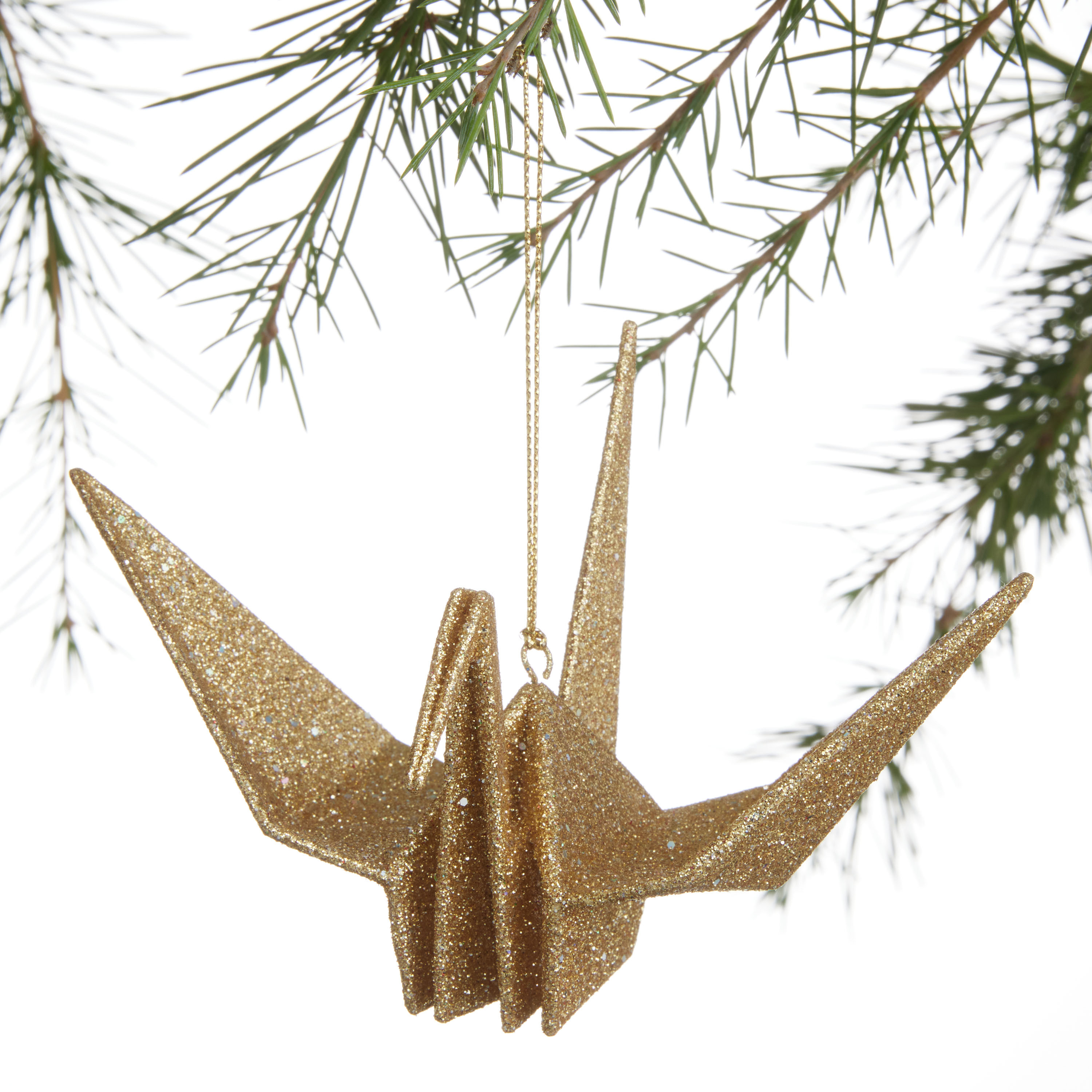 Gold Glitter Origami Crane Ornament | World Market