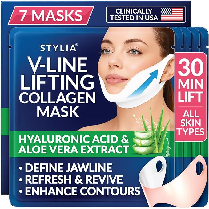 Stylia V Line Lifting Collagen Face Mask - Lift, Firm & Contour Jawline - Double Chin Strap with ... | Amazon (US)