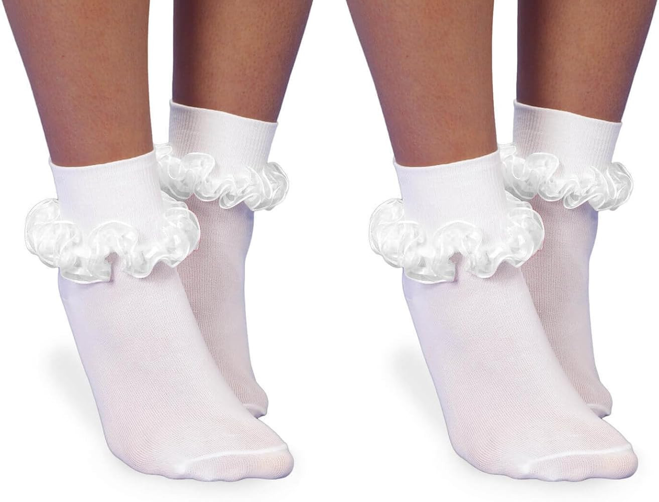Jefferies Socks Girls Seamless Tutu Ruffle Lace Easter Dress Nylon Turn Cuff Socks 2 Pair Pack | Amazon (US)