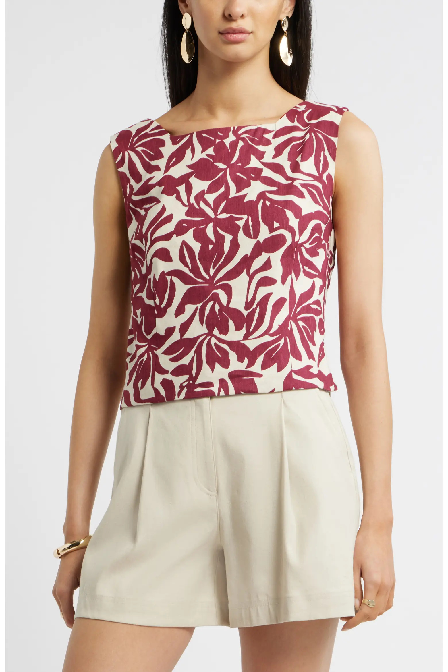 Linen Blend Shell Top (Women) | Nordstrom | Nordstrom